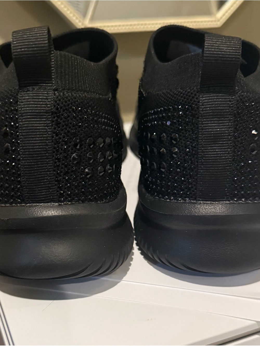 ellos Black Knit Slip-On Sneakers with Sparkle - Picture 3 of 7